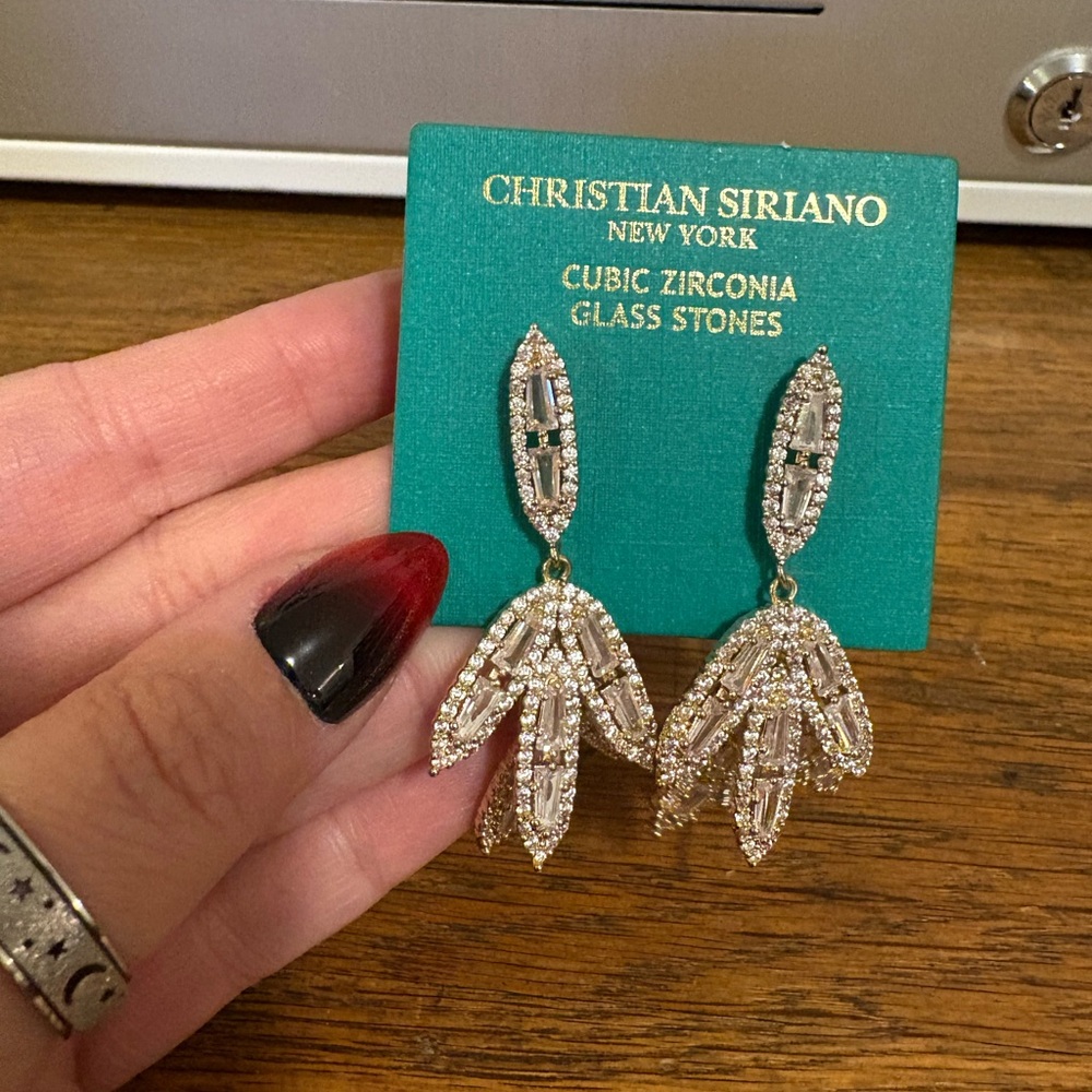 Christian Siriano Gold and Silver Leaf Drop Earrings - Picture 4 of 4